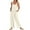 Beige, variant on Women's Casual Loose Sleeveless Jumpsuit - Adjustable Straps Wide Leg, Pockets, Versatile for Daily Travel, Soft Comfortable Fabric - All Seasons