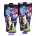 thumbnail image 2 of Happy New Year Scottish Fold Family Cheer Winter Midnight Firework 30oz Stainless Steel Tumbler Insulated Cup with Lid Cat Lover Kitten Owner Gifts - 02025, 2 of 5