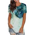 thumbnail image 1 of Moda mujer camiseta casual pluma impresa cuello redondo manga corta pulóver tops blusa Fridja  hjk3643, 1 of 5