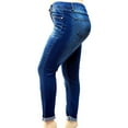 thumbnail image 2 of Jack David Women's Plus Size Ripped Destroy Blue Denim Roll up Distressed Jeans Pants, 2 of 5