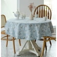 thumbnail image 4 of Pastoral Round Tablecloth - 60 Inch Dia. - Linen Fabric Table Cloth - Washable Table Cover with Dust-Proof Wrinkle Resistant for Restaurant, Picnic, Indoor and Outdoor Dining, Floral (Light Blue), 4 of 7