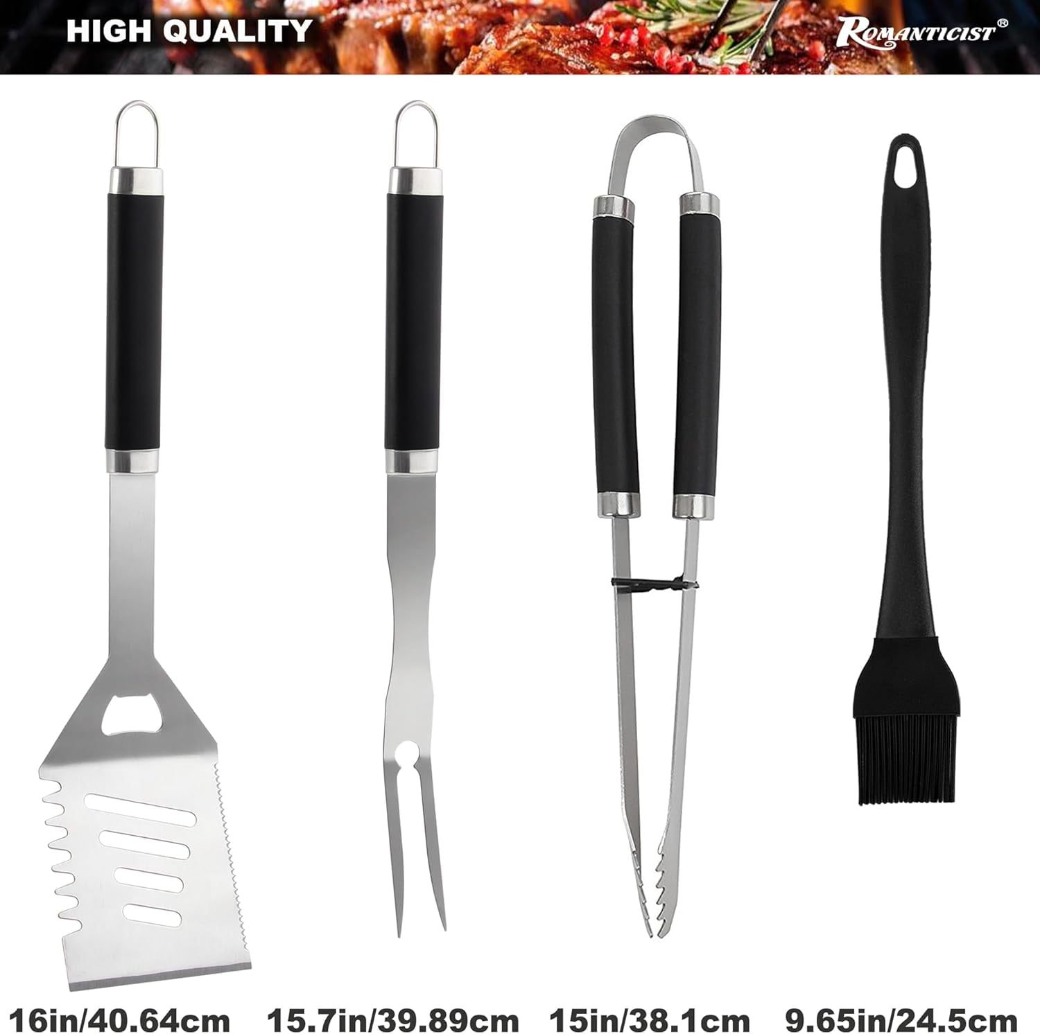 ROMANTICIST 20pcs Professional BBQ Accessories Set - Heavy-Duty Stainless Steel Grill Tool Kit, Perfect Holiday Gift for Christmas & Fall & Winter Grilling, Camping & Family Gatherings