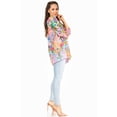 thumbnail image 3 of Sakkas Ligia Women's 3/4 Sleeve Casual Floral Loose Tunic Blouse Shirt Round Neck - 550-Multi - L/XL, 3 of 5