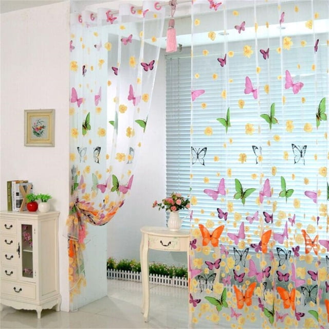 Cortina de Gasa Transparente onlyliua con Hojas para Ventana Cenefa de 1 Panel de Tela