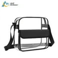 thumbnail image 2 of Bolsa Crossbody transparente aprobada para estadios, material de PVC resistente con correa ajustable, bolsillo grande para iPad y botella de agua, diseño transparente para conciertos y eventos, 2 of 8