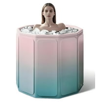 Gets 27" Portable Foldable Bathtub, Thermostatic Hot Ice Bathtub, PVC Outdoor Soaking Tub for Adults.