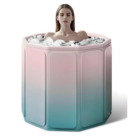 Gets 27" Portable Foldable Bathtub, Thermostatic Hot Ice Bathtub, PVC Outdoor Soaking Tub for Adults.