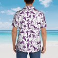 thumbnail image 4 of Pofeuu Violets Flowers Print Hawaiian Shirt for Men Sleeves Casual Button Down Summer Beach Dress Shirts T-Shirts,Small, 4 of 7