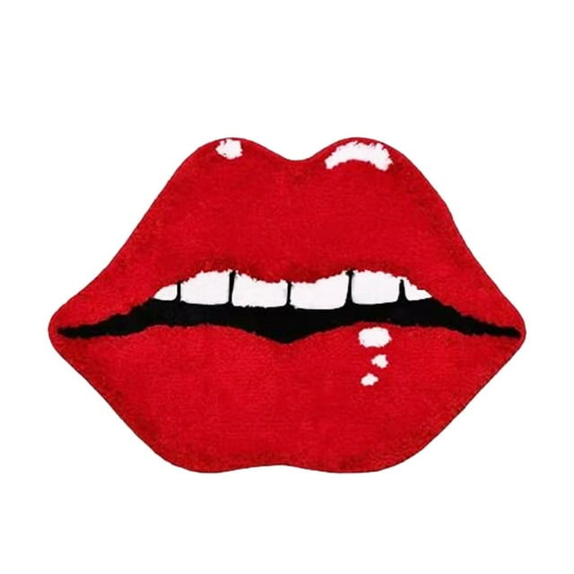 TIELUTT Red Lips Floor Mat Valentine's Day Flaming Red Lips Floor Mat Non Floor Mat Fuzzy Throws for Women Shag Rugs for Bedroom Area Rig Small Area Rug for Bedroom 5x8 Rugs for Living Room
