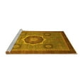 thumbnail image 2 of Ahgly Company Machine Washable Indoor Square Oriental Yellow Modern Area Rugs, 7' Square, 2 of 4