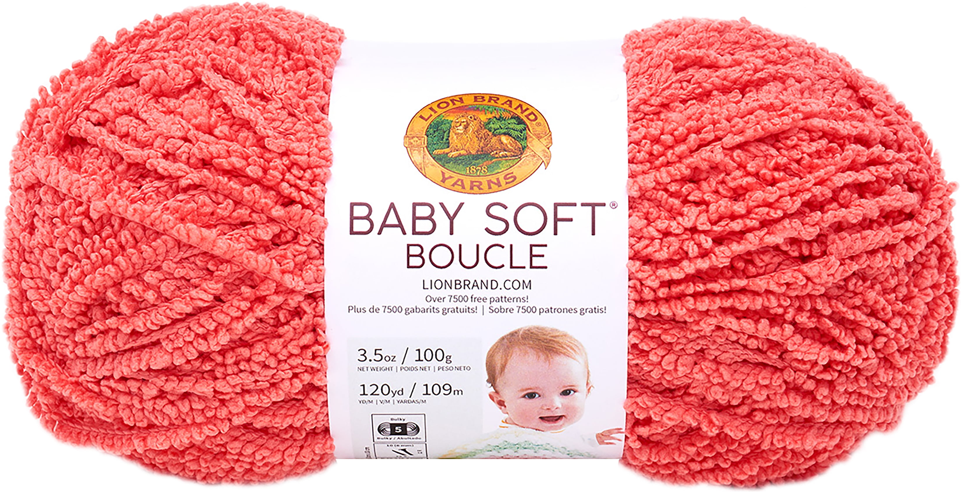 Lion Brand Baby Soft Boucle Yarn-Coral