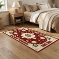 thumbnail image 2 of ODIKA 5'x7' Ultra-Soft Area Rug, Vintage Maroon Traditional Spandrels Carpect Deepburgundy Orientalischer None Washable, Bare feet friendly, Silk-Touch for Bedroom Home office, 2 of 7