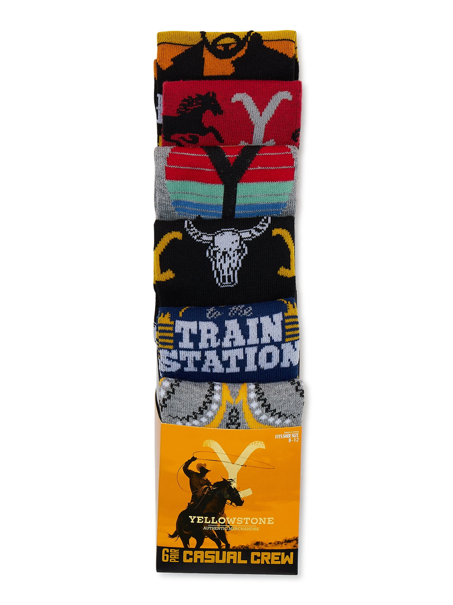 Yellowstone Men's Crew Socks, 6-Pack