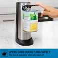 thumbnail image 4 of Kenmore 3-In-1 Automatic Electric Can Opener, Built-In Knife Sharpener & Bottle Opener, Hands-Free One-Touch Operation, Auto Shut-Off, Cord Storage, Easy Clean Removable Lever, Black & Stainless Stee, 4 of 8