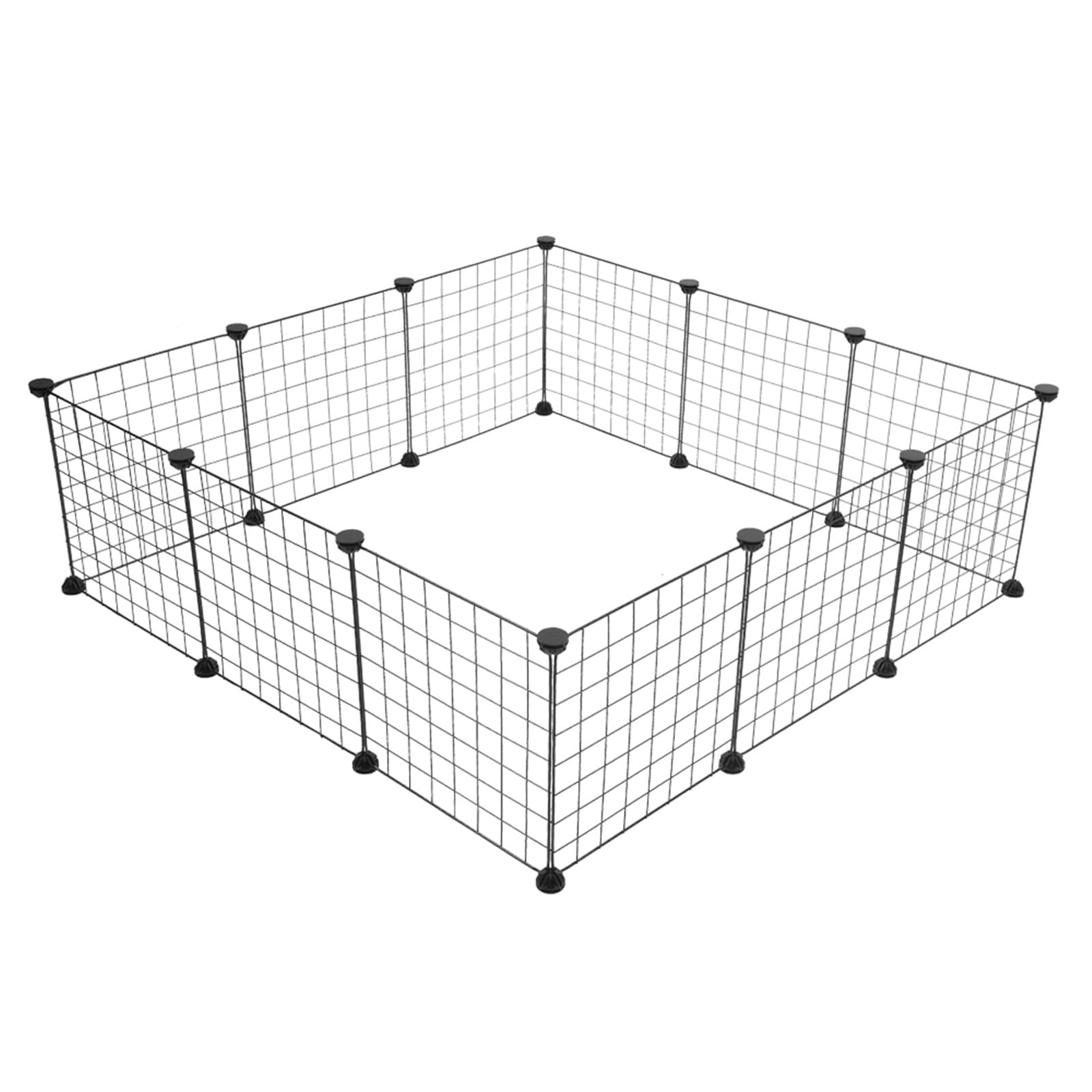 SOFTGAS DIY Small Animal Pet Playpen, Guinea Pig Cages, Rabbit Playpen, Dog/ Puppy Playpen, Indoor Portable Metal Wire Yard Fence, 14 X 14 Inch, 12 Panels, Black