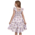 thumbnail image 2 of Actgleam Girls Dress Floral Ruffle Square Neck Sleeveless A-Line Sundress with Tie Back for Summer Beach Party,Purple Floral,11-12Y, 2 of 8