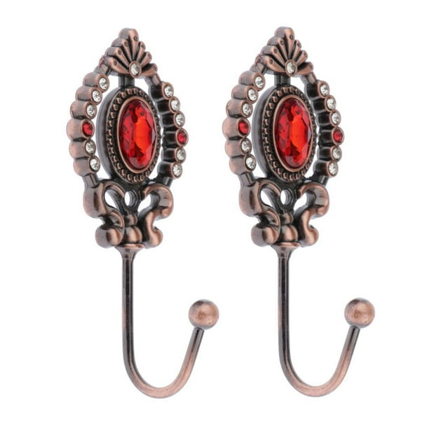 2pcs Elegante Europeo Sujetadores de Cortina Gancho de Pared Soporte para Cortinas Cobre