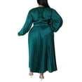 thumbnail image 6 of Capreze Women Dresses Solid Color Maxi Dress Plus Size Long Sleeve Crew Neck Dress Green L, 6 of 6