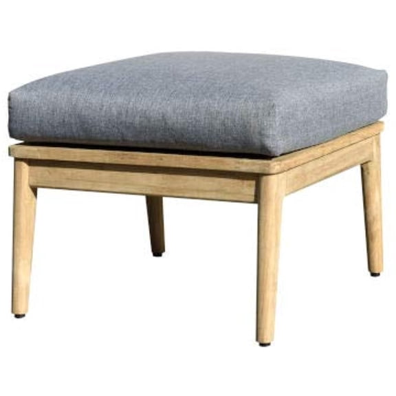 Teak Ottoman with Olefin Cushion - Indoor Outdoor Square Furniture