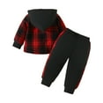 thumbnail image 7 of Xudanell Boy Clothes Long Sleeved Baby Boy Outfits Hooded Plaid Boy Suit Graphic Hoodies Trousers Kids Suit, 7 of 7