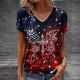 thumbnail image 2 of Levmjia Top For Women Letter Printed Patriotic T Shirt 250th Anniversary Graphic Casual Short Sleeve V Neck Blouse Soft Breathable Polyester, 2 of 5
