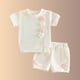 thumbnail image 4 of Niña Bebé Ropa de Verano Elegante Bordado Floral Cuello Redondo Pantalones Cortos de Manga Corta Dos Piezas Conjunto de Tejido Suave Transpirable, 4 of 8