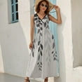 thumbnail image 5 of Grey Country Rustic Leaves Plant Womens Night Club Maxi Dress V Neck Sleeveless Bohemia Long Dresses, 5 of 9