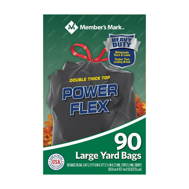 Member's Mark 39 Gallon Power Flex Drawstring, 90 Count(Pack of 1)