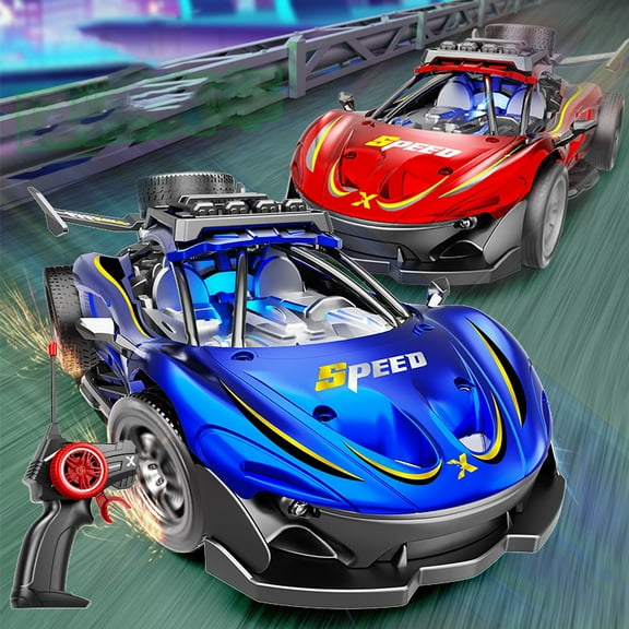 Oefntac Toy Remote Control Race Drift Car High Speed Rechargeable Vehicle R/C 2.4G Indoor Outdoor Crash Resistant LED Party Birthday Gift Toy