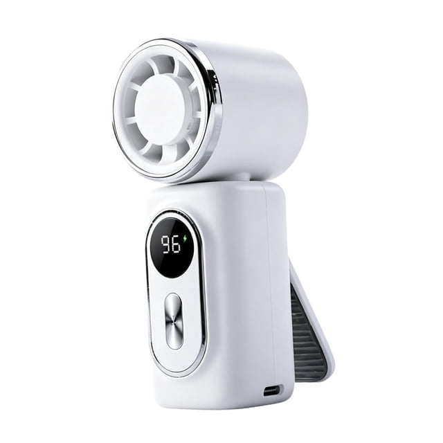Ventilador portátil con clip, rotación ajustable, recargable, tamaño bolsillo, 5 velocidades, ideal para mujeres, hombres, conciertos, oficina y Blanco