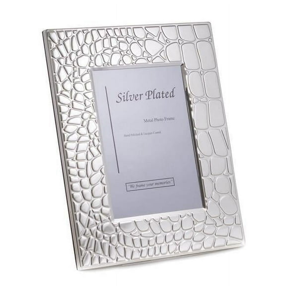 Bey-Berk International SF110-11 5 x 7 in. Silver Plated with Croco Design Picture Frame with Easel Back