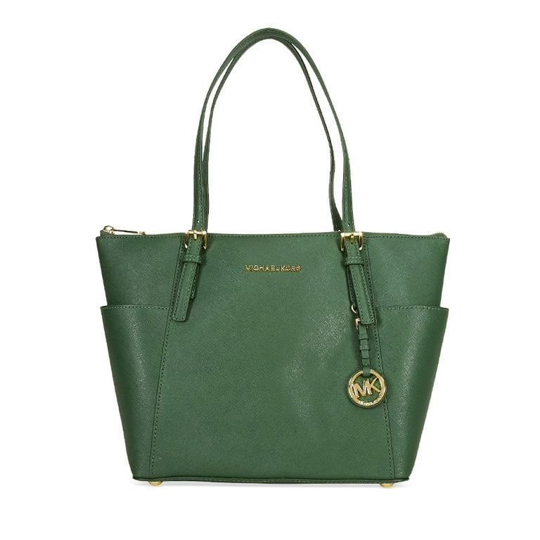 New Michael Kors Jet Set Medium Top Zip Tote Bag Purse Green