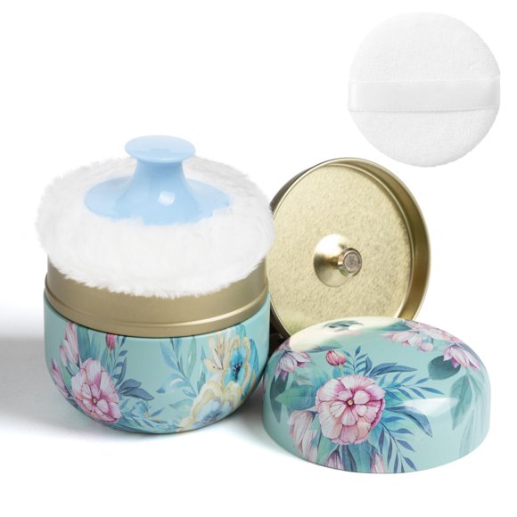 Soplo de polvo y contenedor de polvo para el cuerpo, estuche de polvo con soplo para bebés y mujeres, contenedores de polvo sueltos con soplo para viajes (flor de verano 1.0)