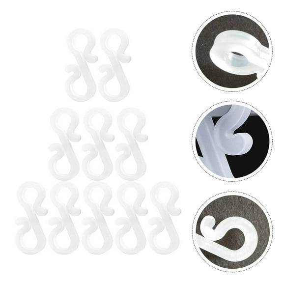 LABSERRON 50Pcs Sturdy Ornament Hooks White Plastic for Christmas and Parties Decorative Accessories 1.4in