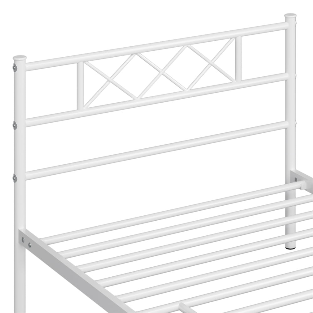 Yaheetech Metal Platform Bed Frame with Headboard and Footboard, Twin, White