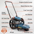 thumbnail image 5 of SENIX 22" 160cc Gas Brush Cutter,Weed Eater,Lawn Mower,Field Trimmer, 4-Cycle, 0.155" Heavy-Duty Line, 14" All-Terrain High Wheels, 5-Position Adjustable,Steel Deck, 5 of 8