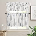 thumbnail image 2 of Abstract Christmas Kitchen Curtains and Valances Set, Trees and Snowflakes Rod Pocket Window Valance 18 Inch Window Curtain Panels for Living Room Bedroom Laundry, 27.5x24in, 3 Pieces, 2 of 7