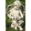 Roman 12" Sitting Cherub Angel with Kitten Outdoor Garden Statue