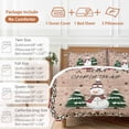 thumbnail image 6 of Christmas Snowman Bedding Duvet Cover Set Queen Size 4 Pieces Winter Pine Trees Xmas Snow Wood Grain Bedding Set with Zipper Closure, 1 Comforter Cover 90x92 Inches 1 Flat Sheet & 2 Pillow Cases, 6 of 7