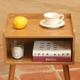 thumbnail image 6 of Mid Century Modern Side Table Bedroom with Storage, Small End Bedside Table with Solid Wood Legs for Living Room, Office Small Spaces (Rustic Brown), 6 of 7