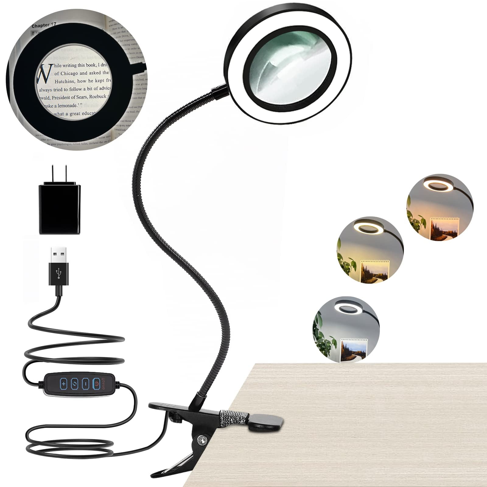 NACAMS Magnifying Glass with 48 LED Lights for Desk, Sewing, Bright