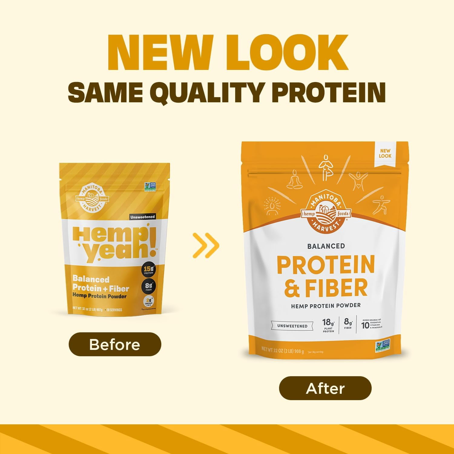 Manitoba Harvest Balanced Protein + Fiber Powder, Hemp Protein Powder, Unsweetened, 32 oz, 2 lb