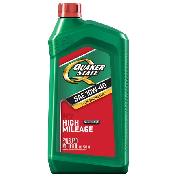 Quaker State High Mileage 10W40 Synthetic Blend Motor Oil for Vehicles