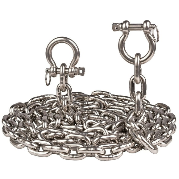 Deck Man 316 Stainless Steel 5/16" Boat Anchor Lead Chain with 2 Pack 3/8" Anti-Off Shackles, Marine Grade (10 FT)