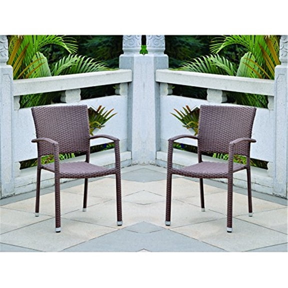 International Caravan Resin Wicker Square Back Dining Chair-Color:Light Brown,Number of Items:Set Of 6
