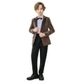 thumbnail image 2 of Boys Suits Slim Fit 4 Piece Formal Dresswear Suit for Kids Tuxedo Wedding Set Toddler Boy Dress with Vest Shirt Pants and Tie Coffee 1-2 Years, 2 of 7