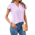 thumbnail image 4 of Hibeli Blouses for Women Dressy V Neck Ruffle Sleeve Summer Tops Casual Flowy Shirts, 4 of 7