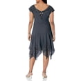 thumbnail image 4 of J Kara Robe Cocktail Courte à Ourlet Moulant à Manches Flottantes pour Femmes, Gris/noir/mercure, 16, 4 of 4
