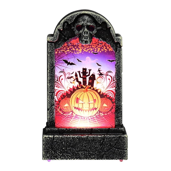 Clearance Under $2.59! 1 Pack Mini LED Glowing Tombstone Lamp, Halloween Skull Cemetery Decor, for Party Haunted House