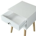 thumbnail image 6 of Bedside Table with 2 Drawer and Rubber Wood Legs, Modern Storage Cabinet Nightstand with Button Handle for Bedroom Living Room Furniture, Easy Assembly, Space Saving, White, 6 of 7